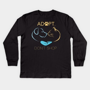 Adopt Don't Shop Animal Rescue Lovers Kids Long Sleeve T-Shirt